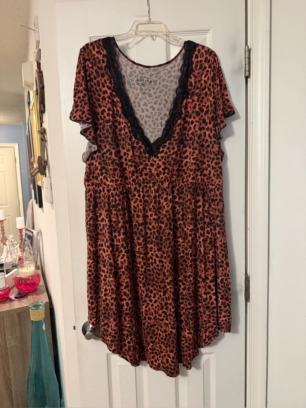 torrid Rust Leopard Lace-Trim V-Neck Chemise